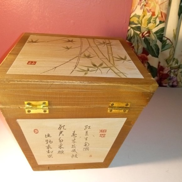 CHINESE 7" INCH WOODEN FOOD BOX STORAGE DECOR - Picture 6 of 7